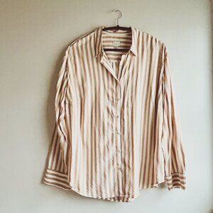 A New Day Flowy Striped Button Down in Orange Creamsicle Stripe Size XXL